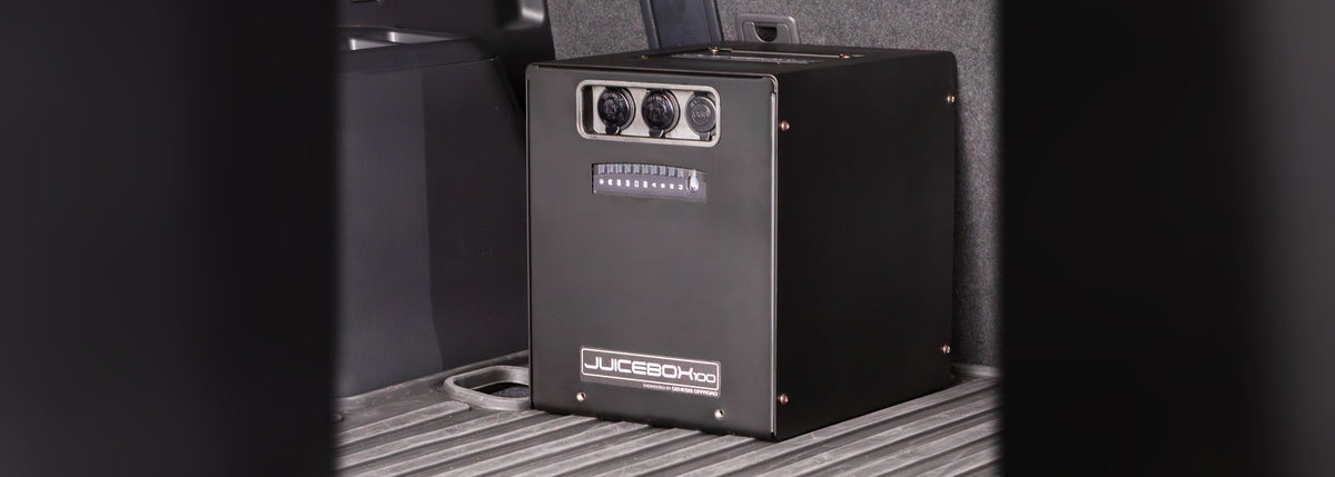 Juicebox 100 installed in a Toyota Land Cruiser with outlets accessible
